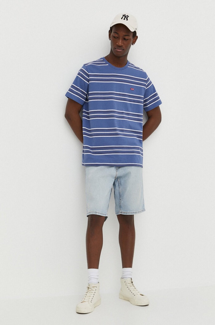 Bavlnené tričko Levi's 56605 modrá AA00