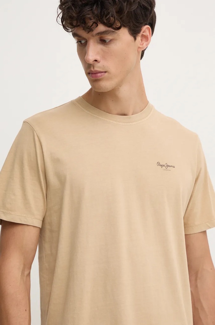 Bavlněné tričko Pepe Jeans Jacko béžová PM508664