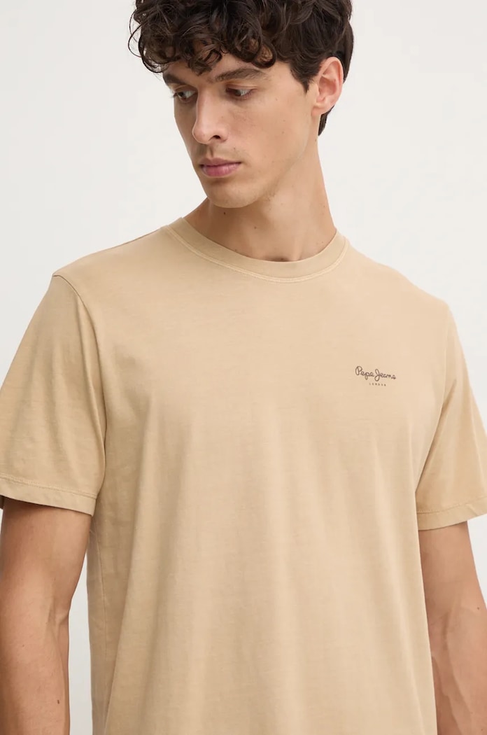 Bavlněné tričko Pepe Jeans Jacko béžová PM508664