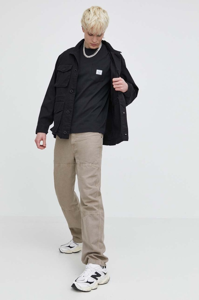 Памучна тениска Herschel 50283.00001 черен SS24