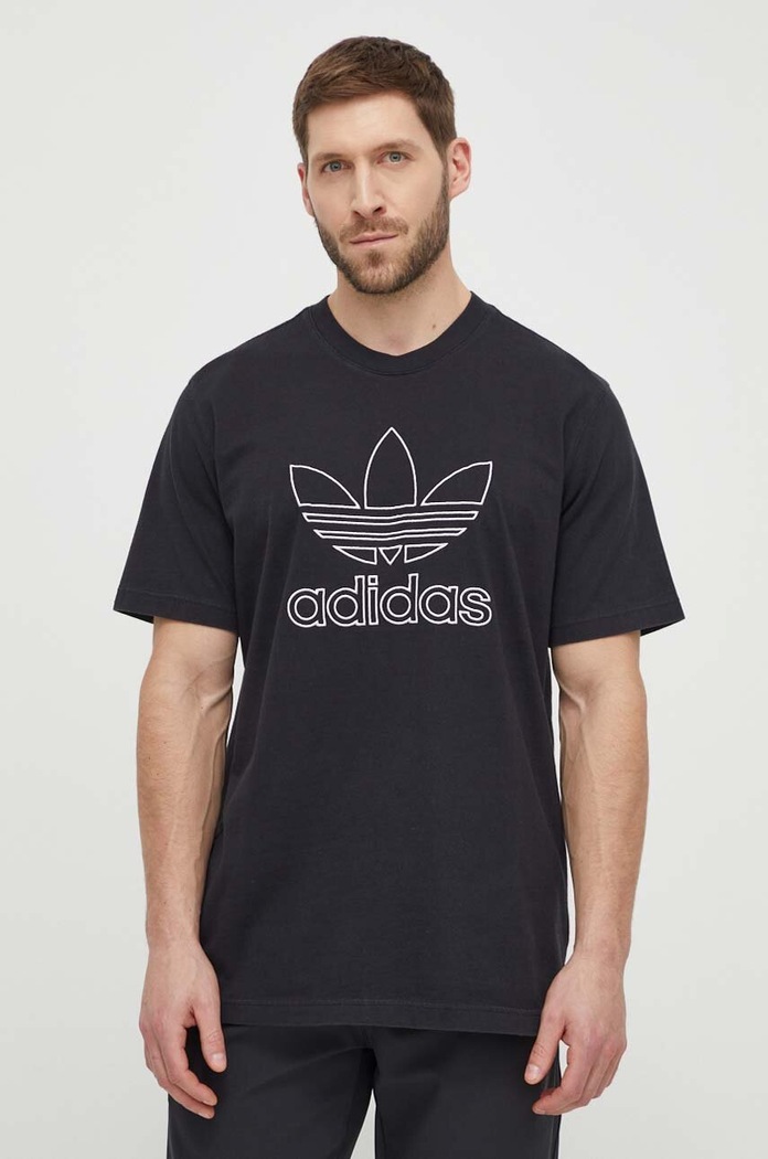 Βαμβακερό μπλουζάκι adidas Originals Trefoil Tee βαμβάκι μαύρο IU2347