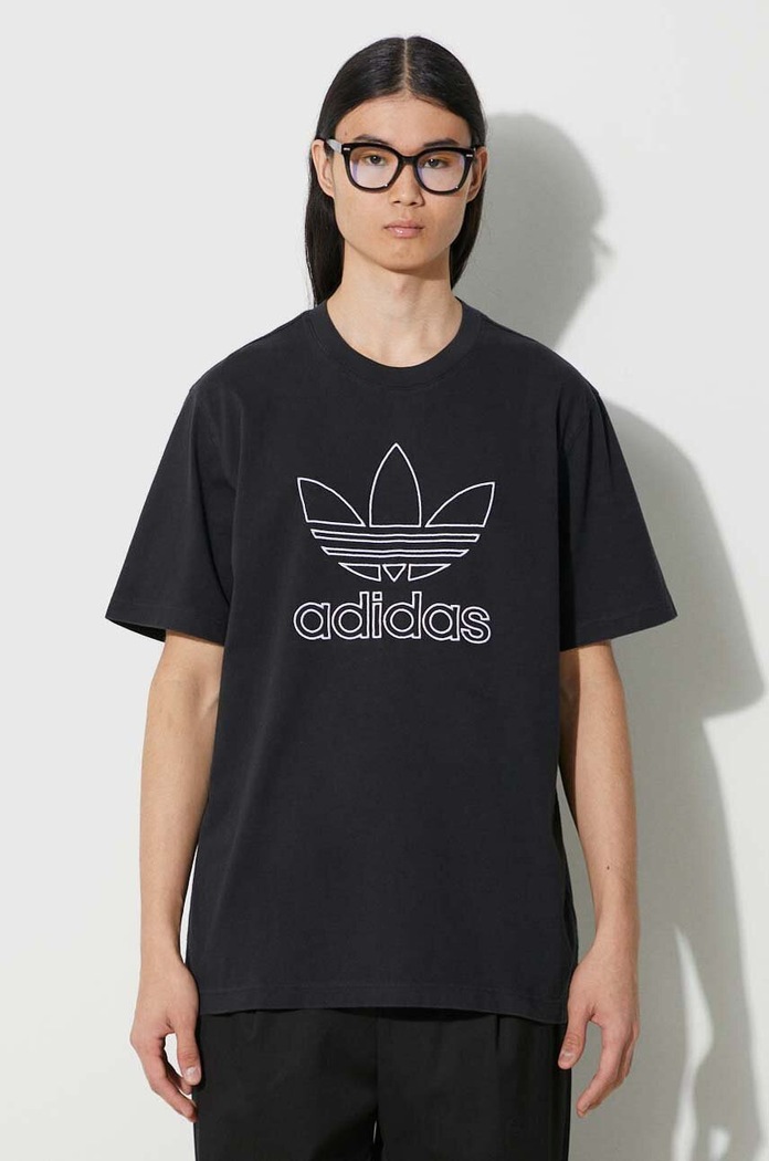 Βαμβακερό μπλουζάκι adidas Originals Trefoil Tee κανονικό μαύρο IU2347