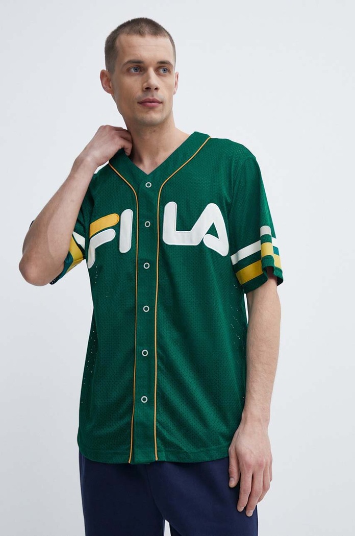 Majica kratkih rukava Fila Lashio na kopčanje zelena FAM0652
