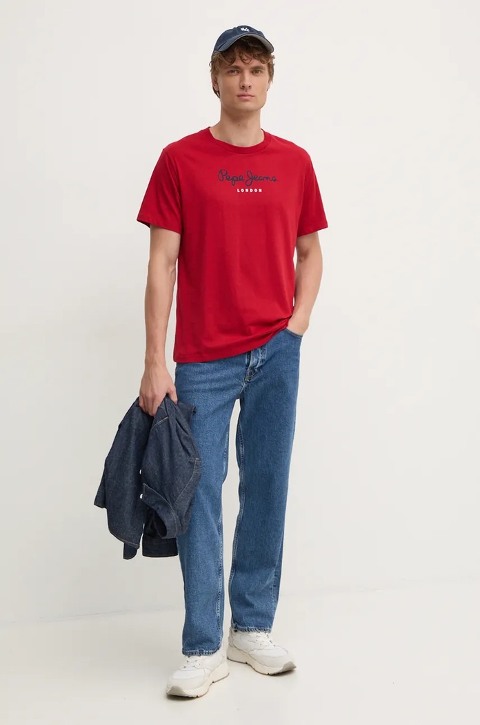 Pepe Jeans T-shirt męski bawełniany EGGO N PM508208 czerwony SS25
