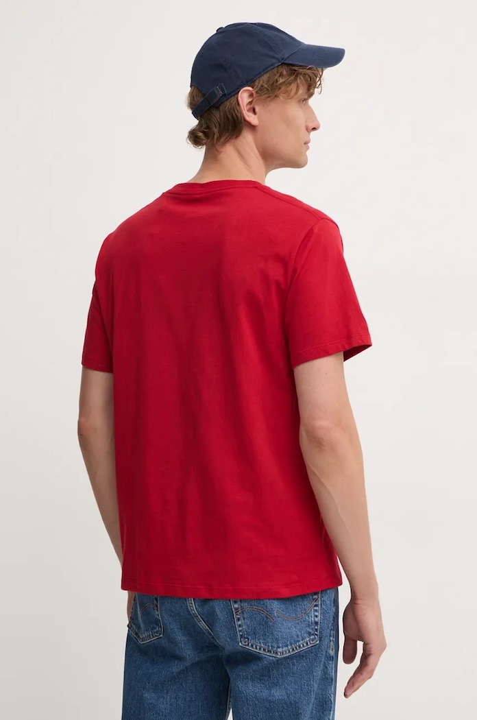 Odzież Pepe Jeans T-shirt męski bawełniany EGGO N PM508208 czerwony