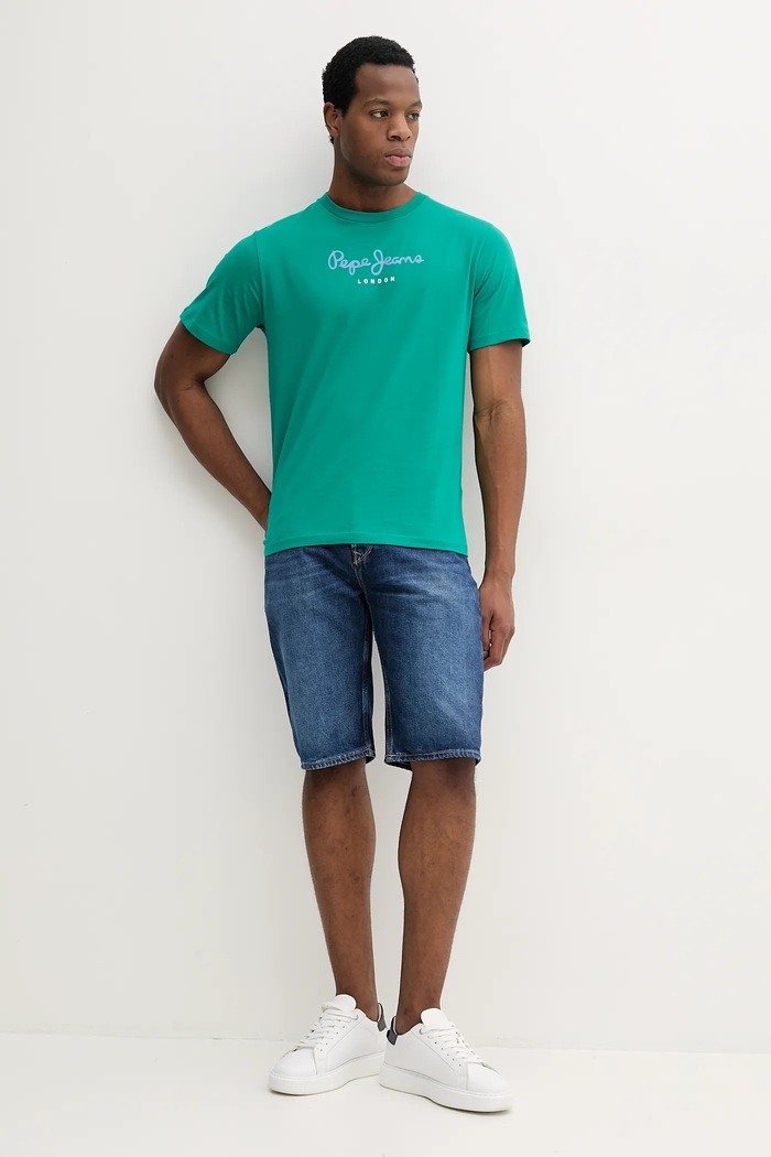 Bombažna kratka majica Pepe Jeans Eggo PM508208 zelena SS25