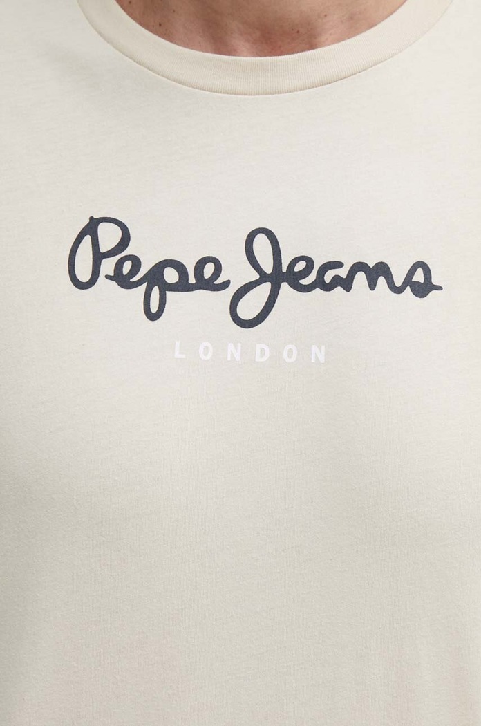 Памучна тениска Pepe Jeans Eggo N PM508208 бежов