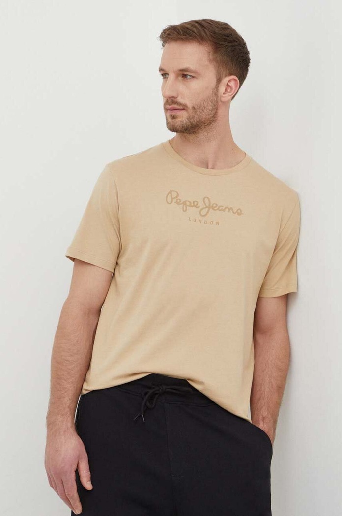 Pamučna majica Pepe Jeans Eggo N Planet friendly bež PM508208