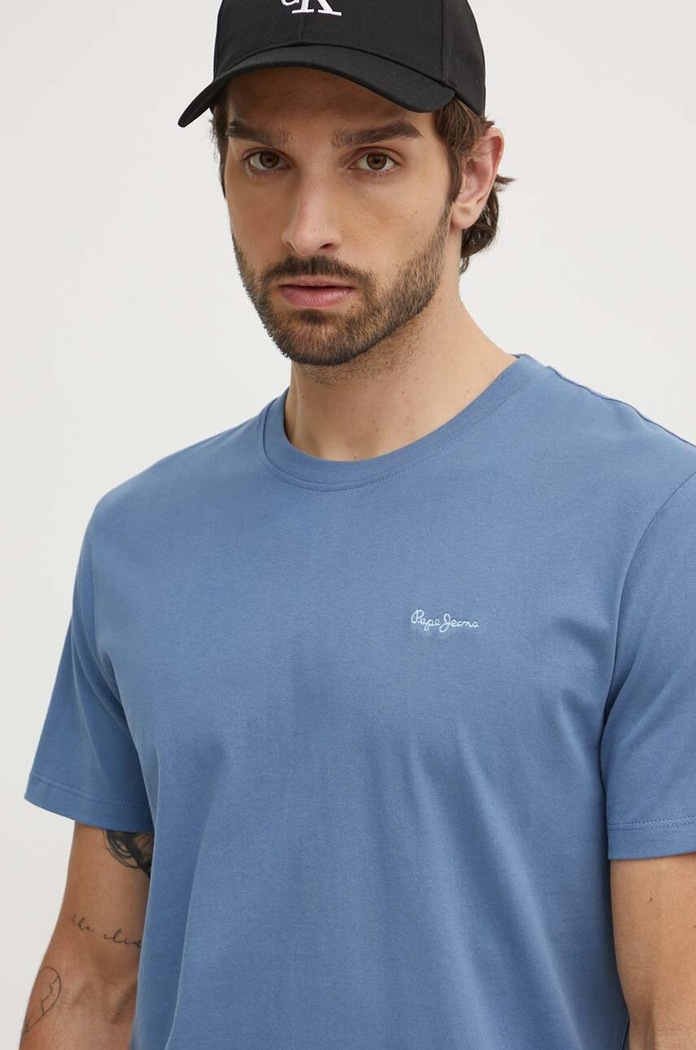 Pepe Jeans tricou din bumbac Connor albastru PM509206