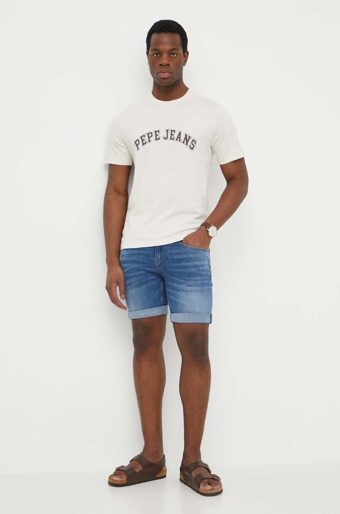 Pepe Jeans t-shirt bawełniany CLEMENT PM509220 beżowy SS24