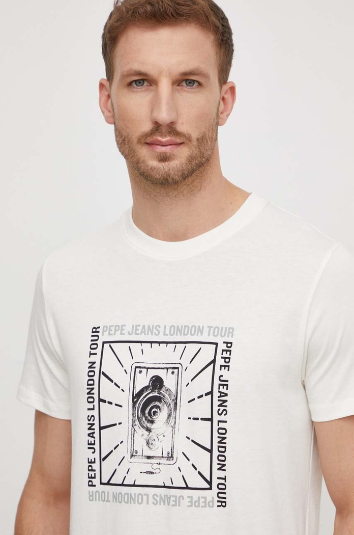 Bavlněné tričko Pepe Jeans Chuck béžová PM509225