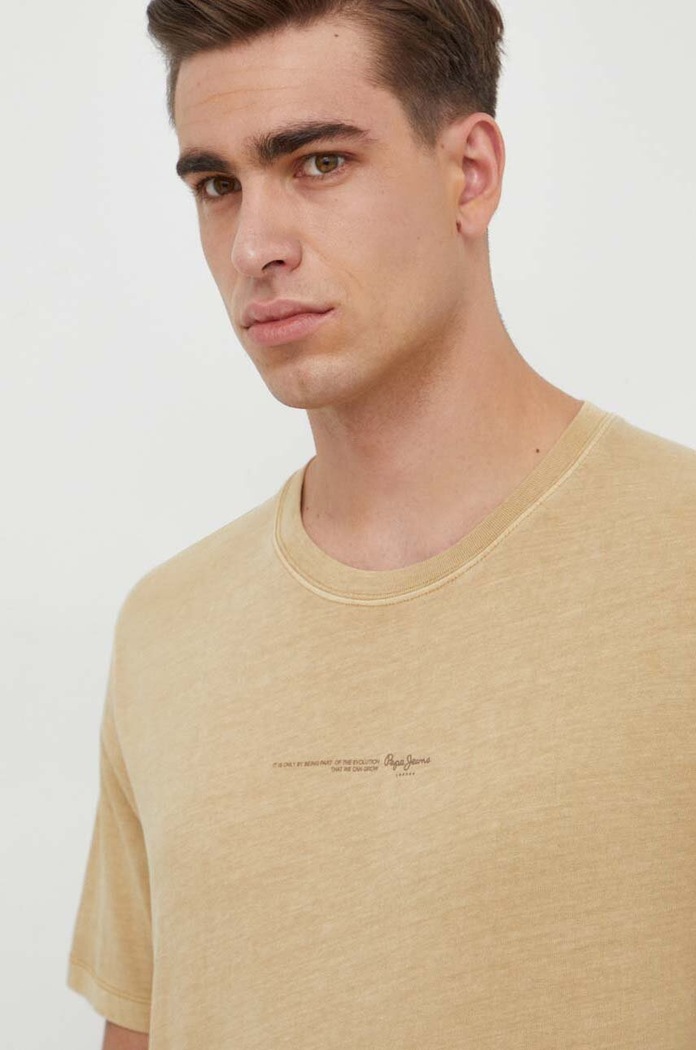 Bavlněné tričko Pepe Jeans Dave Tee béžová PM509231