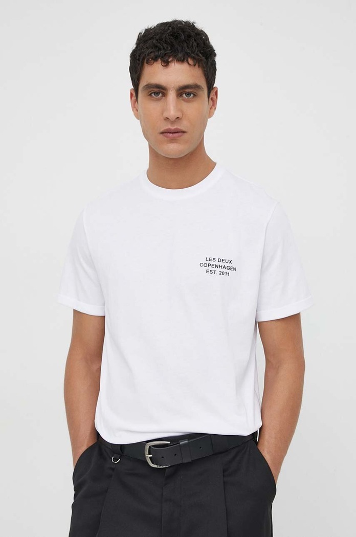 Les Deux t-shirt bawełniany biały LDM101165