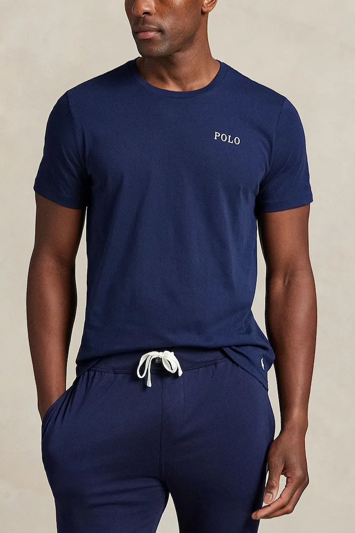 Хлопковая футболка Polo Ralph Lauren хлопок тёмно-синий 714931650
