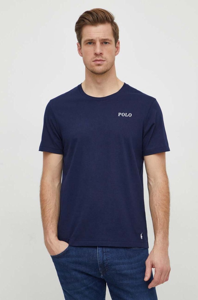 Βαμβακερό μπλουζάκι Polo Ralph Lauren σκούρο μπλε 714931650