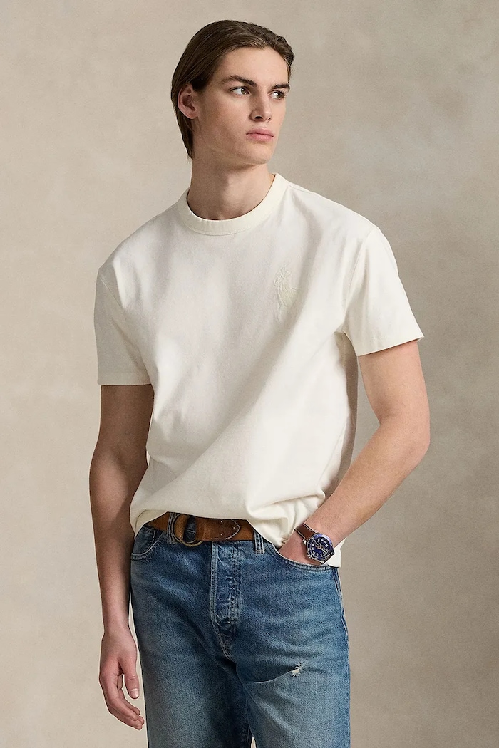 Polo Ralph Lauren t-shirt bawełniany bawełna beżowy 710936509