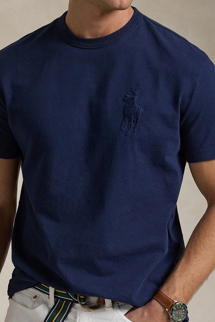 Бавовняна футболка Polo Ralph Lauren темно-синій 710936509