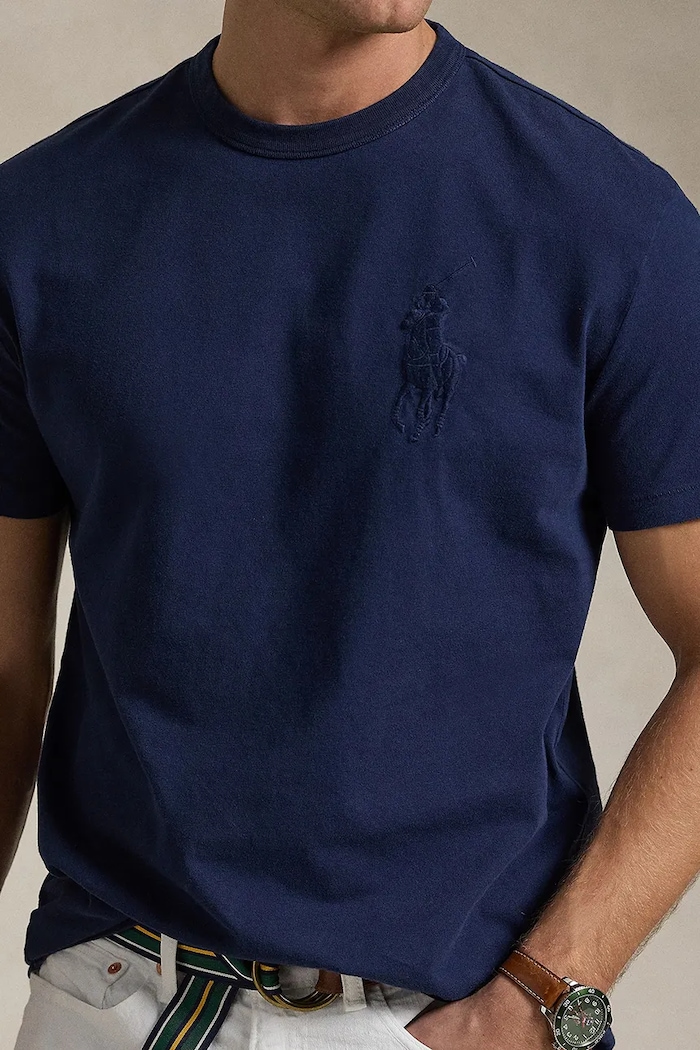 Бавовняна футболка Polo Ralph Lauren темно-синій 710936509