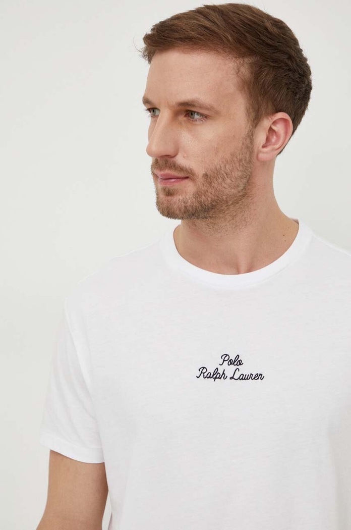 Βαμβακερό μπλουζάκι Polo Ralph Lauren λευκό 710936585