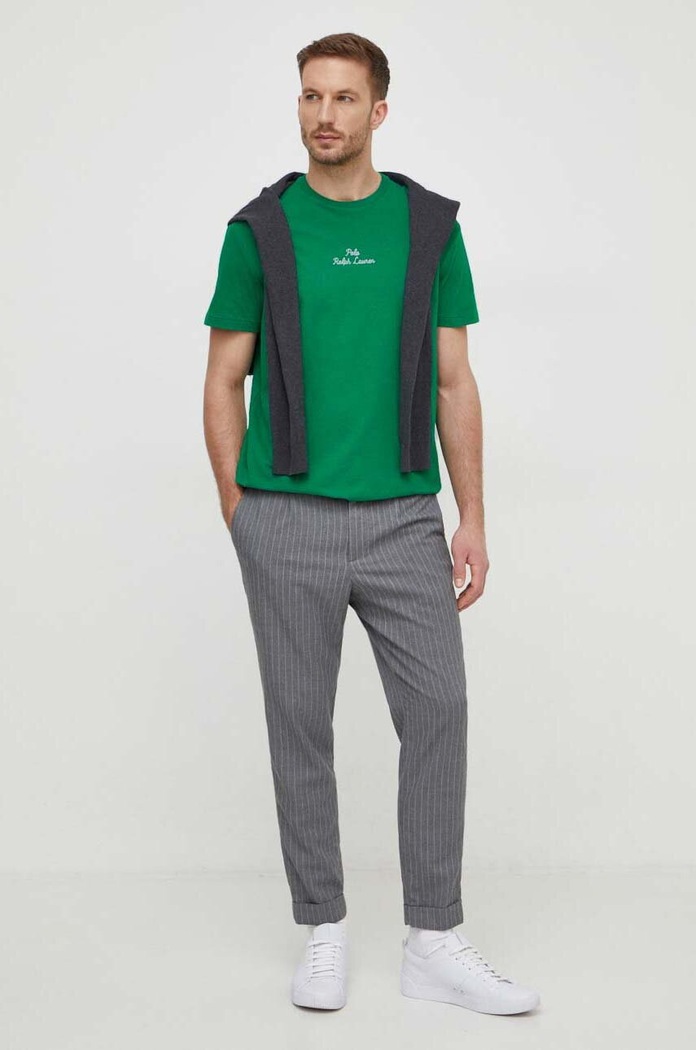 Bavlnené tričko Polo Ralph Lauren 710936585 zelená SS25