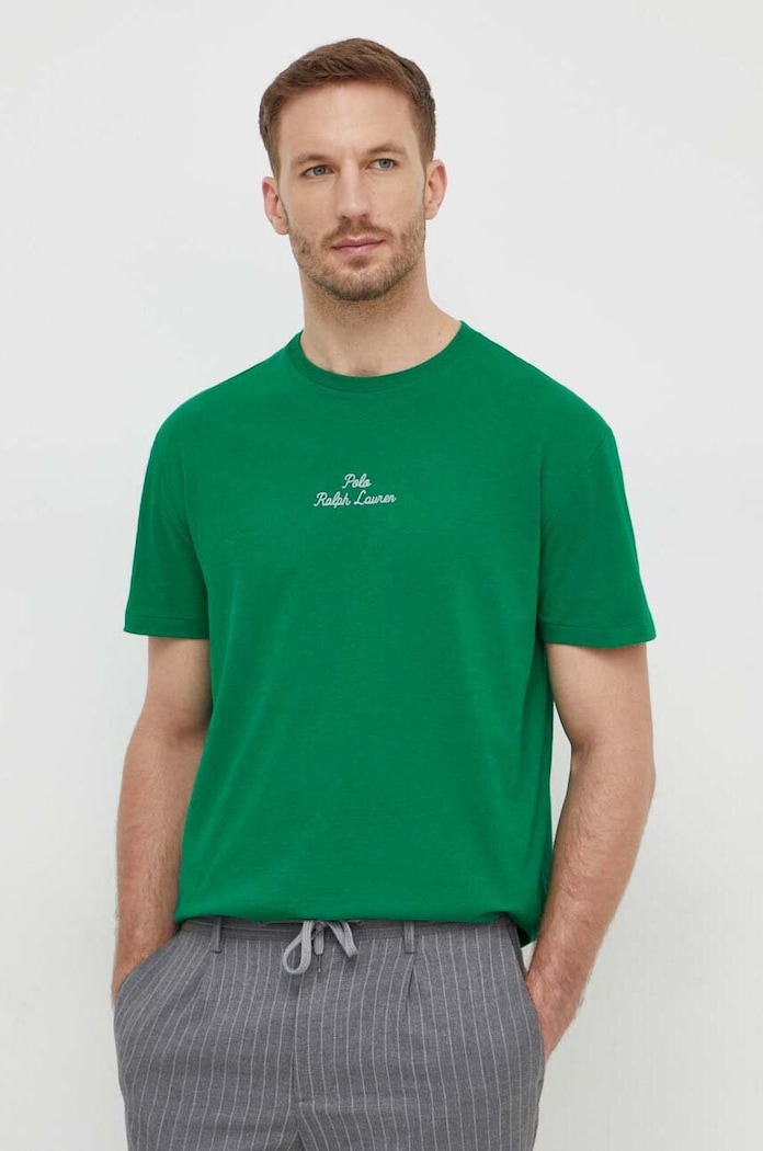 Bavlnené tričko Polo Ralph Lauren zelená 710936585