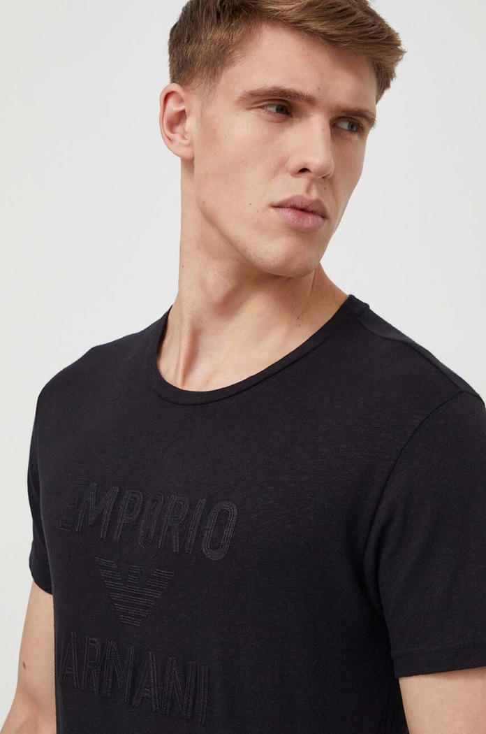 Tričko Emporio Armani Underwear nášivka černá 211818.4R485