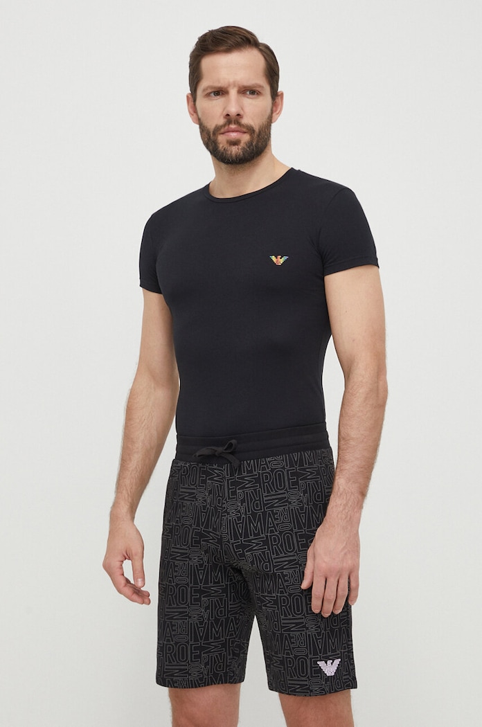 Emporio Armani Underwear t-shirt lounge z elastanem czarny 111035.4R513
