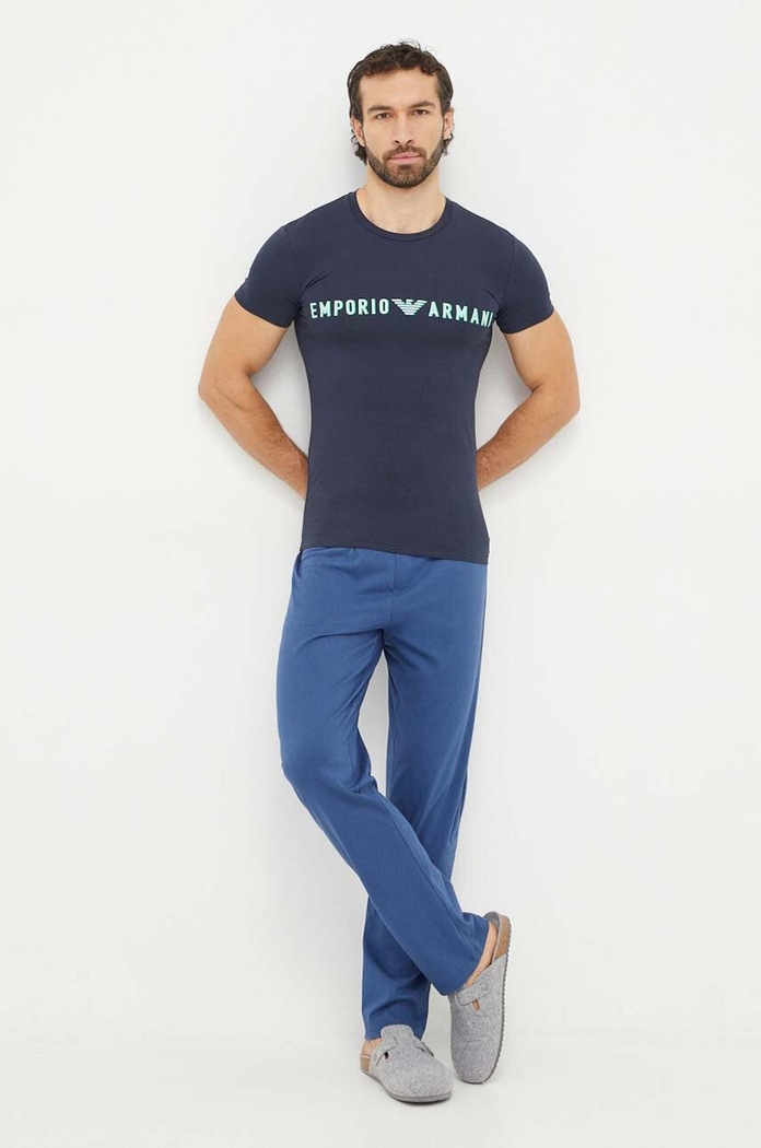 Emporio Armani Underwear tricou lounge print bleumarin 111035.4R516