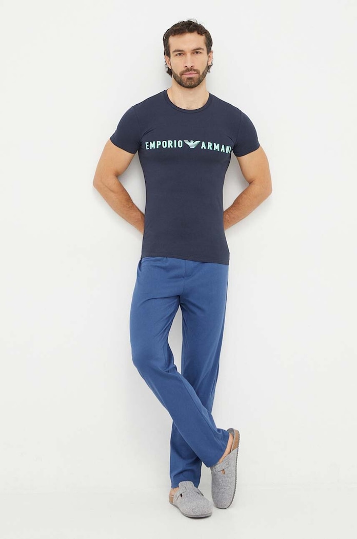 Emporio Armani Underwear tricou lounge print bleumarin 111035.4R516