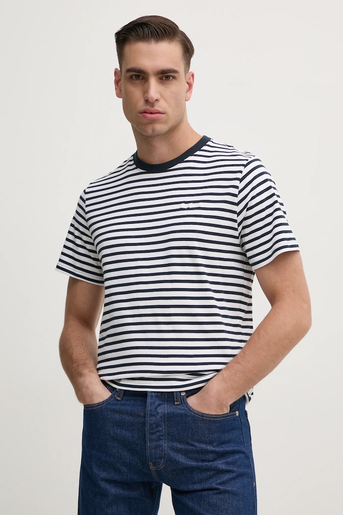 Βαμβακερό μπλουζάκι Pepe Jeans CANE εμπριμέ σκούρο μπλε PM509391