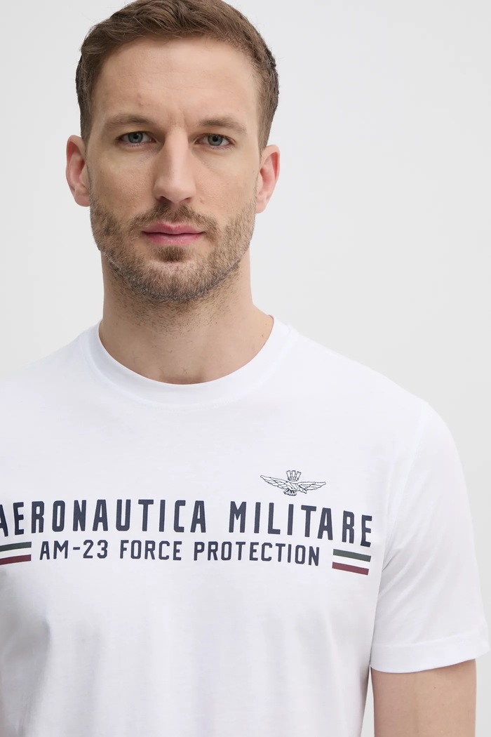 Aeronautica Militare t-shirt bawełniany biały TS1942J538