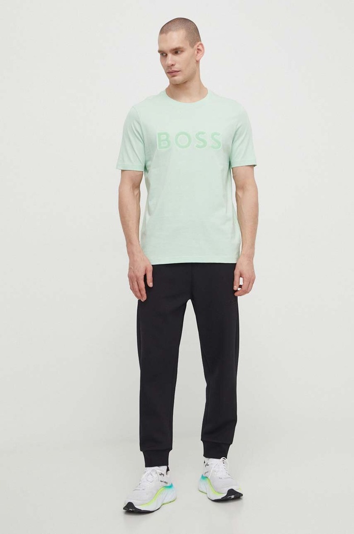 Bavlněné tričko Boss Green 50512866 zelená SS24
