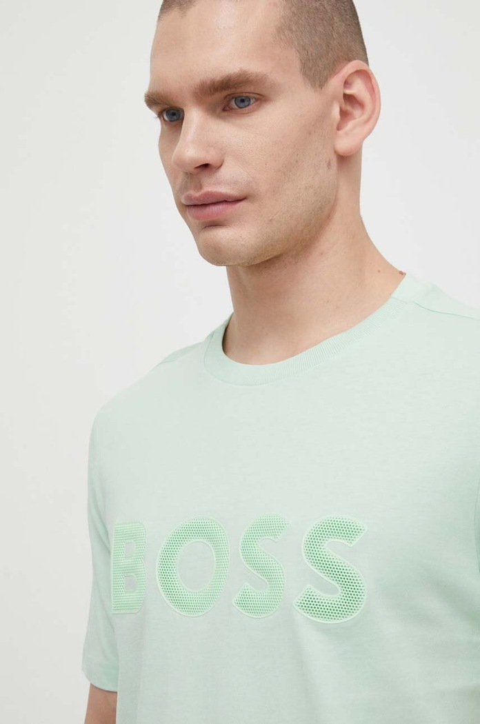 Bavlněné tričko Boss Green zelená 50512866