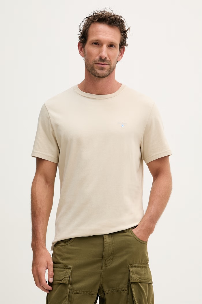Barbour tričko pánske bavlnené Essentials béžová MTS0670