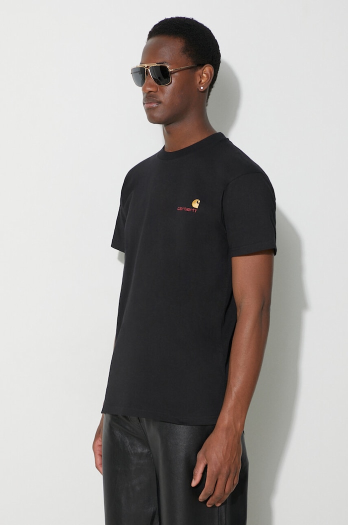 Carhartt WIP t-shirt bawełniany S/S American Script T-Shirt czarny I029956.89XX