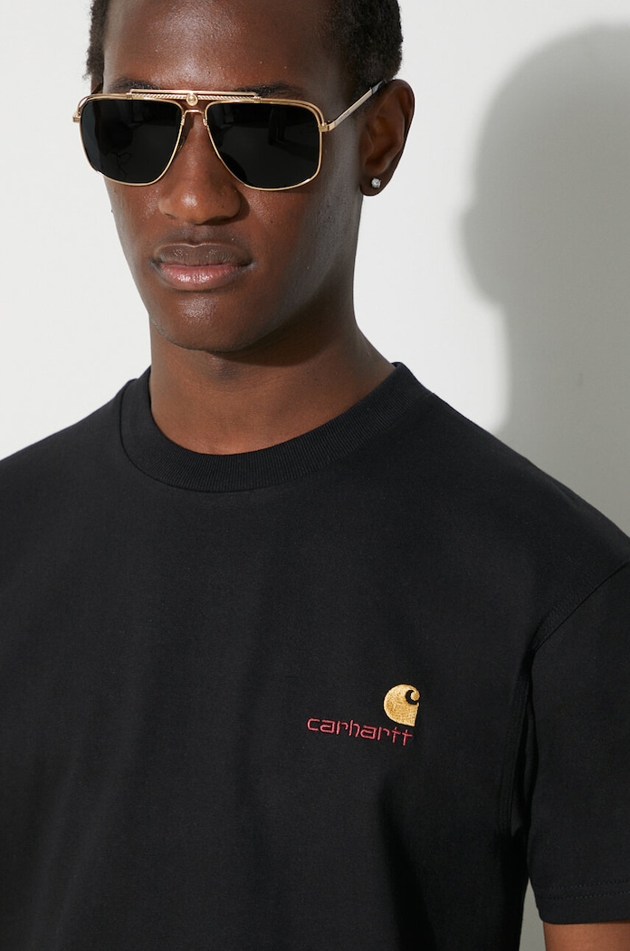 Carhartt WIP t-shirt bawełniany S/S American Script T-Shirt I029956.89XX czarny