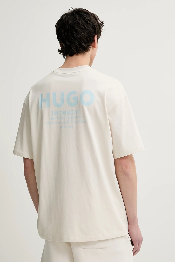 Odzież HUGO Blue T-shirt męski bawełniany 50509776 beżowy