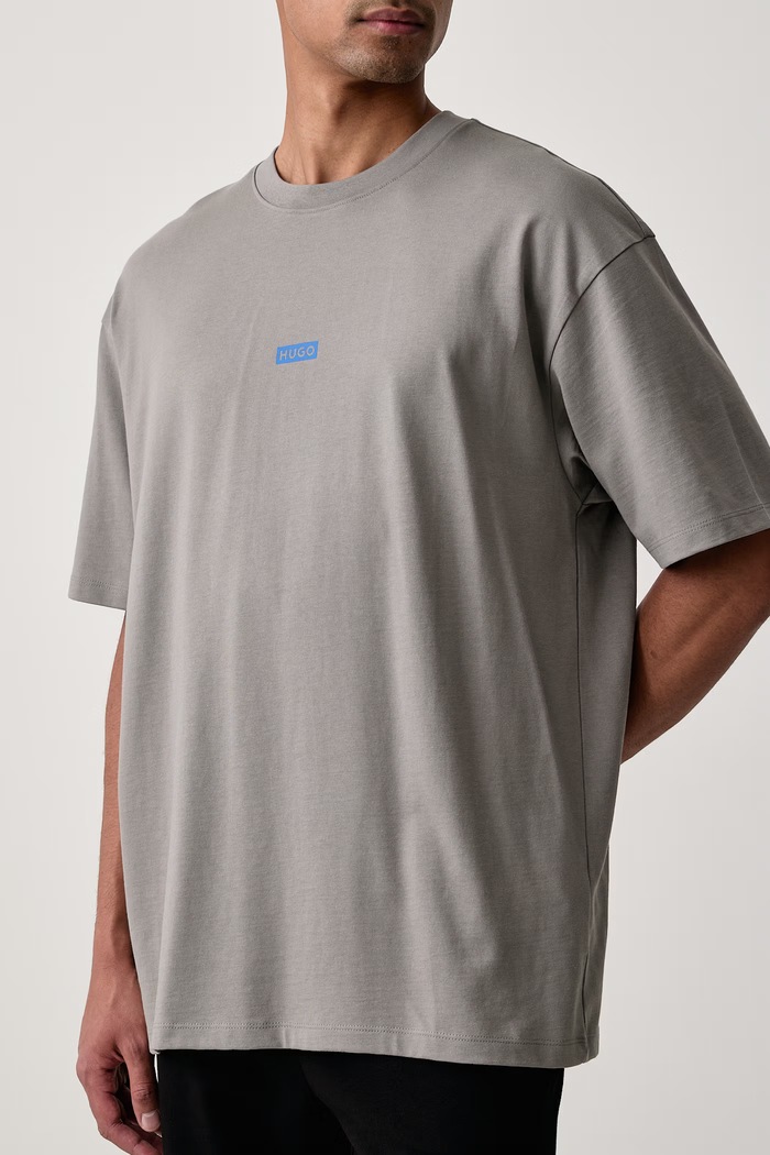 T-shirt męski bawełniany Nalono HUGO Blue 50509776 szary