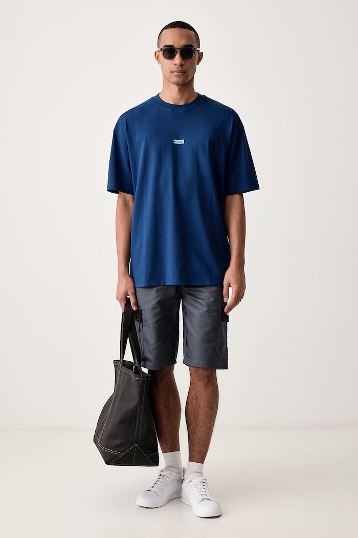 HUGO Blue T-shirt męski bawełniany Nalono 50509776 granatowy AA00