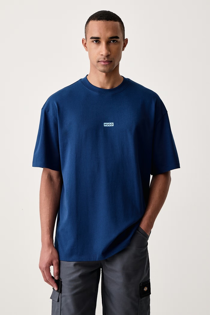 Odzież HUGO Blue T-shirt męski bawełniany Nalono 50509776 granatowy