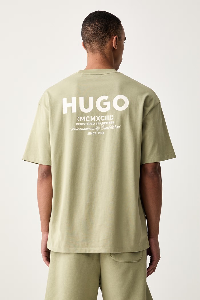 HUGO Blue T-shirt męski bawełniany Nalono zielony 50509776