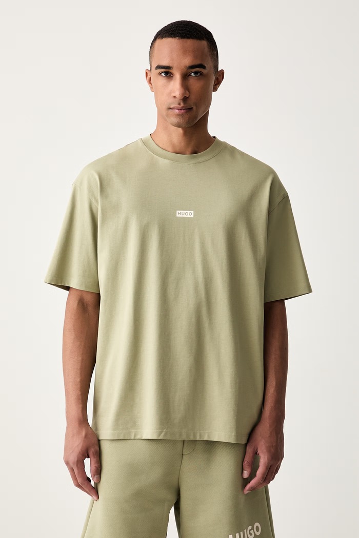 Odzież HUGO Blue T-shirt męski bawełniany Nalono 50509776 zielony