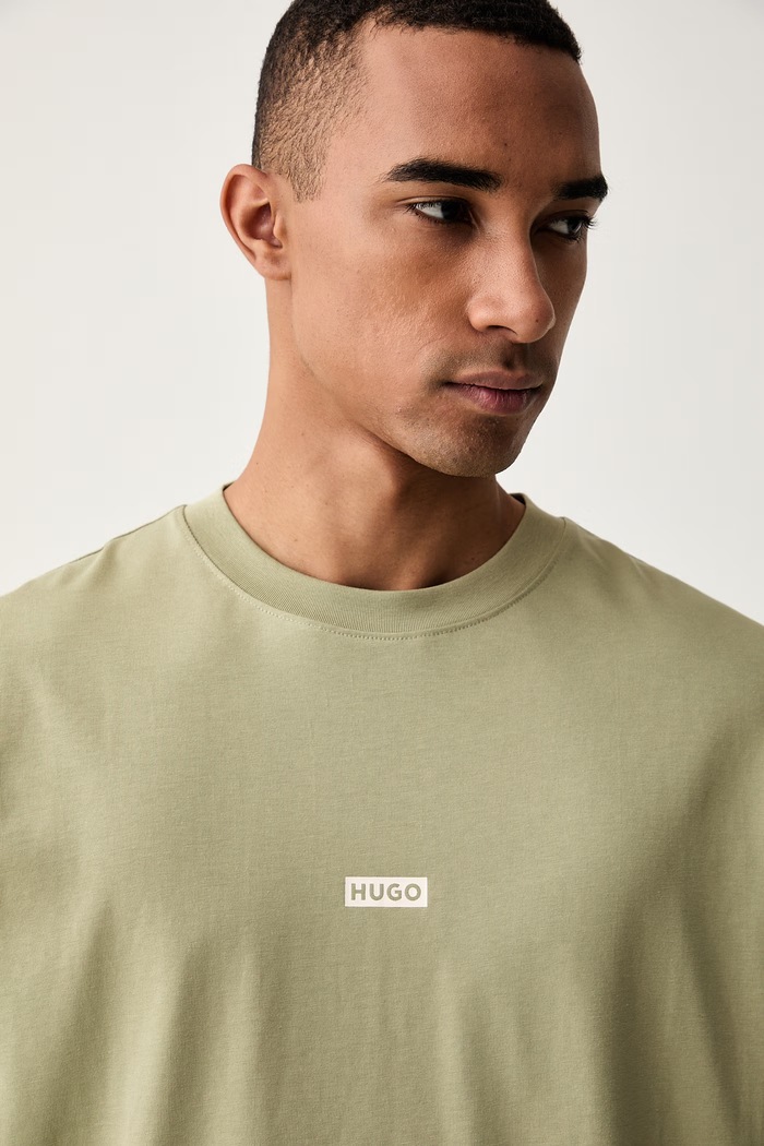 HUGO Blue T-shirt męski bawełniany Nalono zielony 50509776