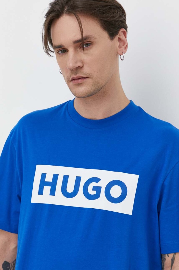 Βαμβακερό μπλουζάκι Hugo Blue San Jared-C μπλε 50522376