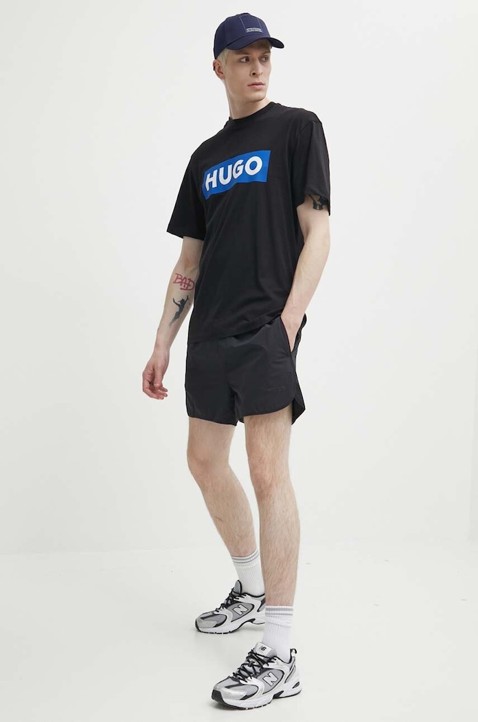 Hugo Blue t-shirt bawełniany Nico 50522376 czarny AA00