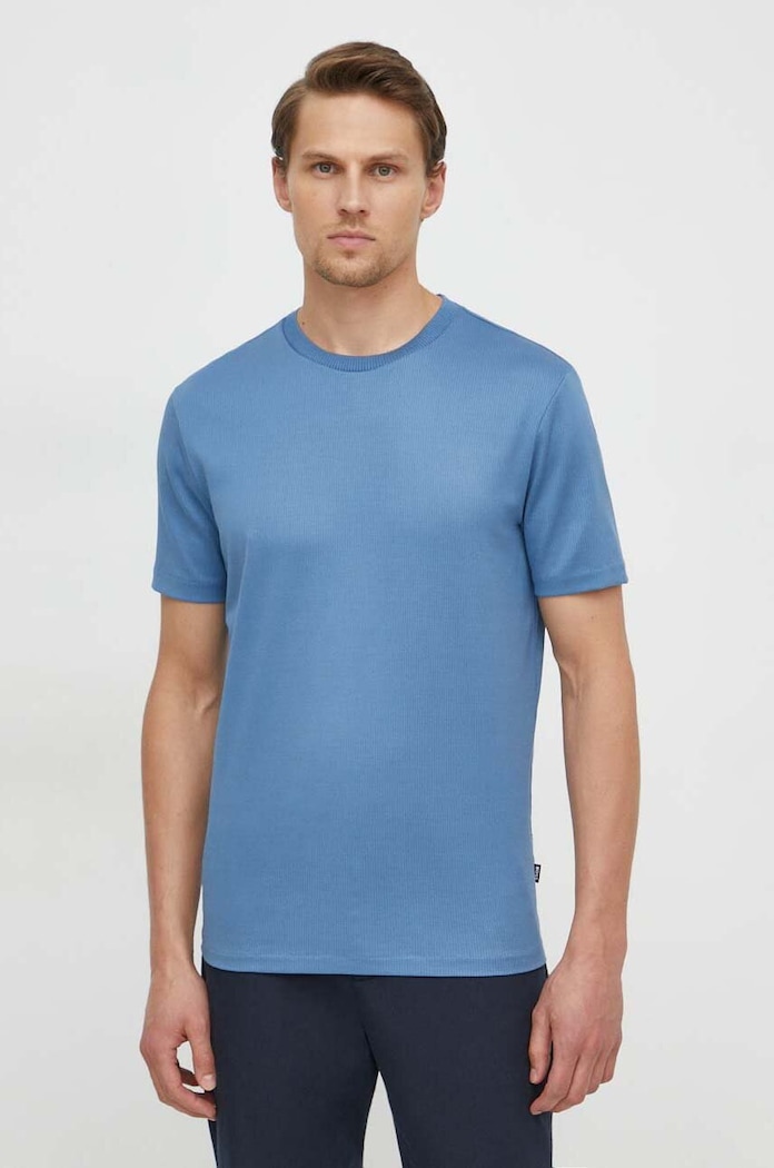 BOSS tricou din bumbac uni albastru 50511595