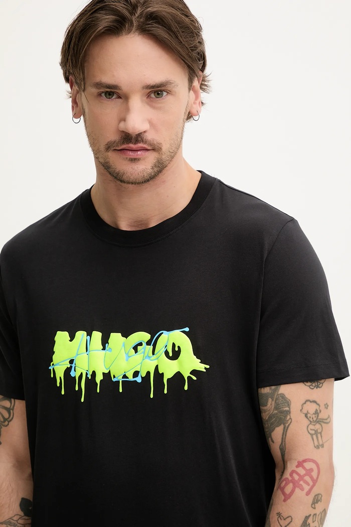 HUGO t-shirt bawełniany czarny 50515282