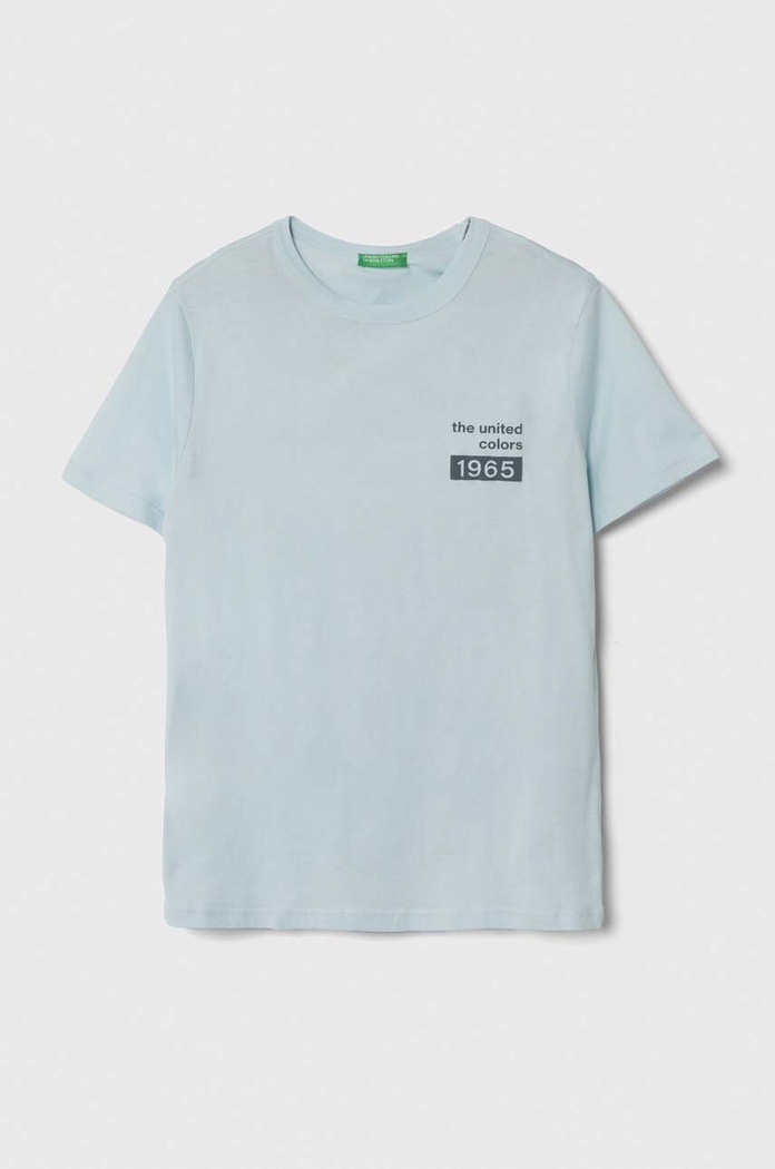 United Colors of Benetton t-shirt bawełniany nadruk turkusowy 3I1XU100A