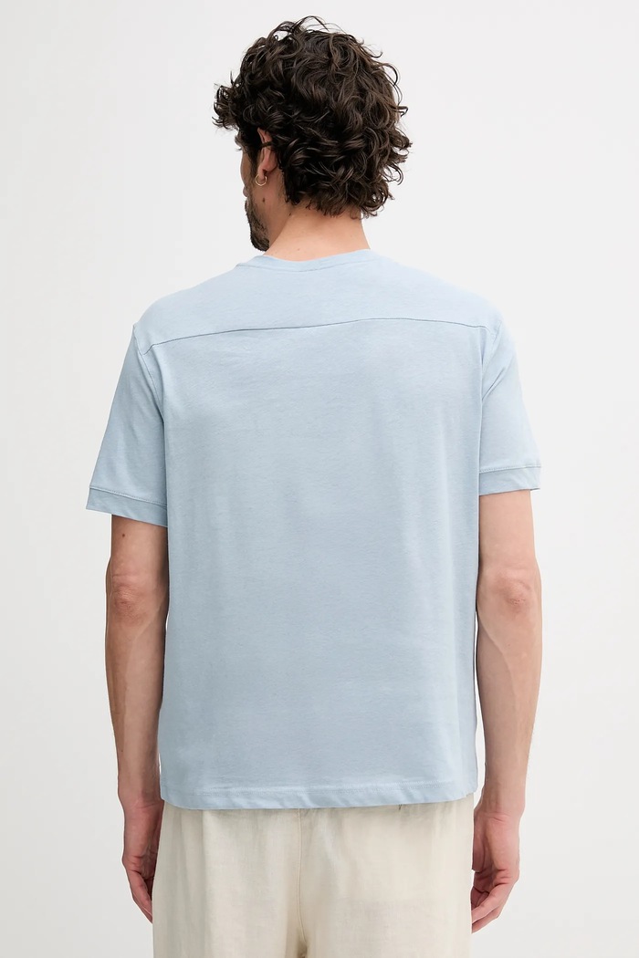 Дрехи Тениска с лен United Colors of Benetton 33CMU101R син