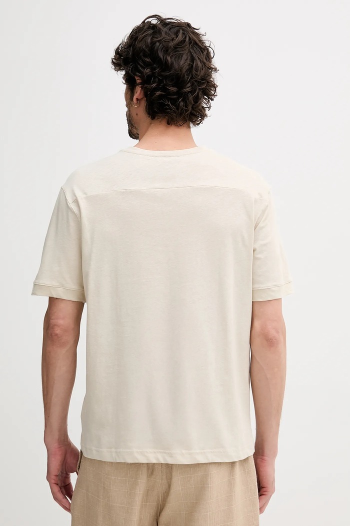 Odzież United Colors of Benetton t-shirt z domieszką lnu 33CMU101R beżowy